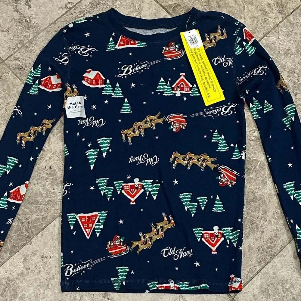 Old Navy Reindeer & Sleigh Rides Matching PJ Pajama Set Neutral NEW Snug Fit XL